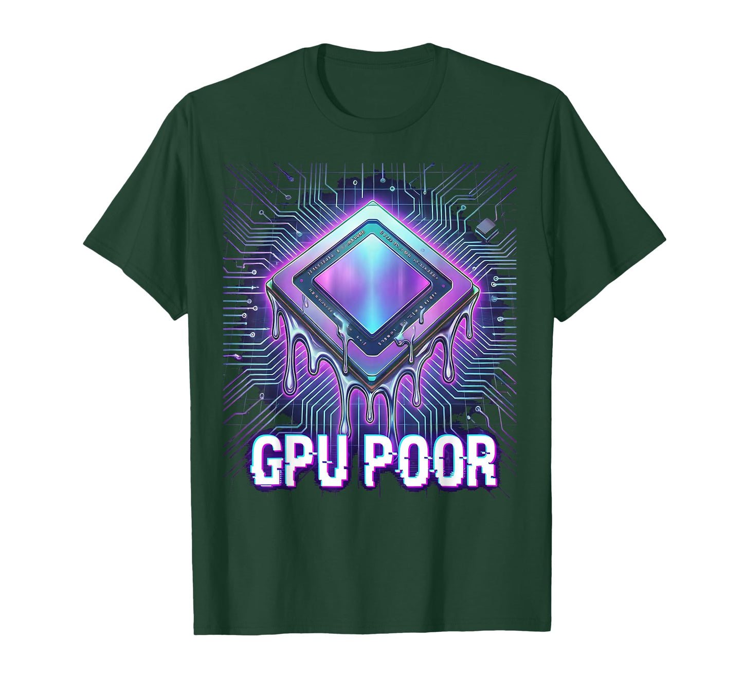 GPU Poor AI Engineer Datacenter Builder Funny Melting Chip T-Shirt