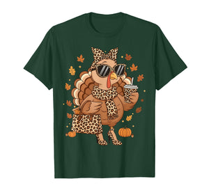 Leopard Turkey with Sunglasses Funny Thanksgiving Women T-Shirt