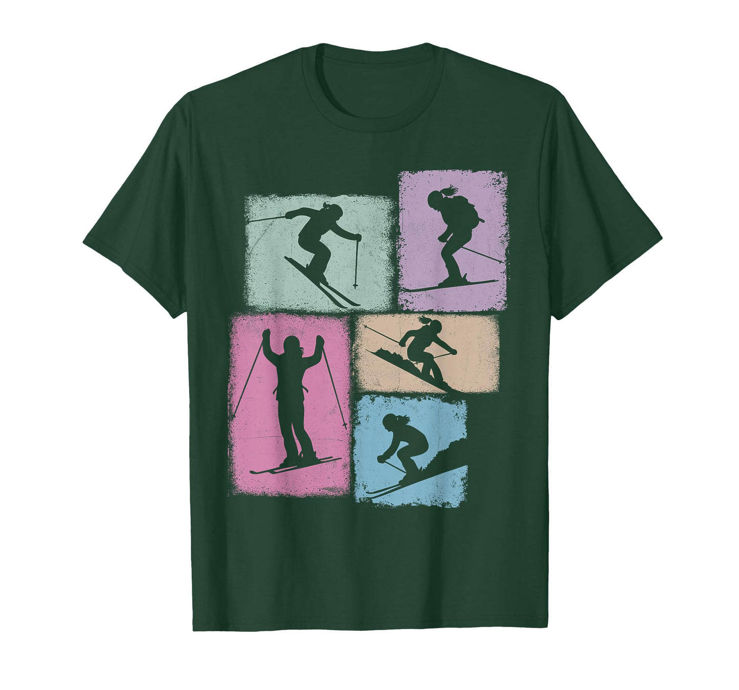 Skiing Collage Skier Women Kids Coach Youth Girl T-Shirt