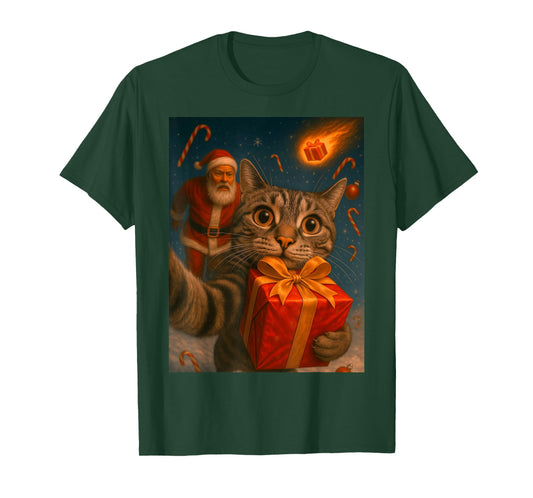 Christmas Cat Shirt - Funny Kitten & Santa T-Shirt