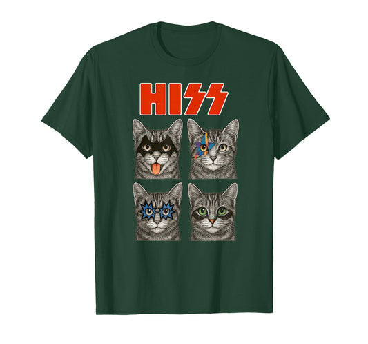 Retro Cat Rock Music Concert Band Funny Guitar Metal 80's T-Shirt