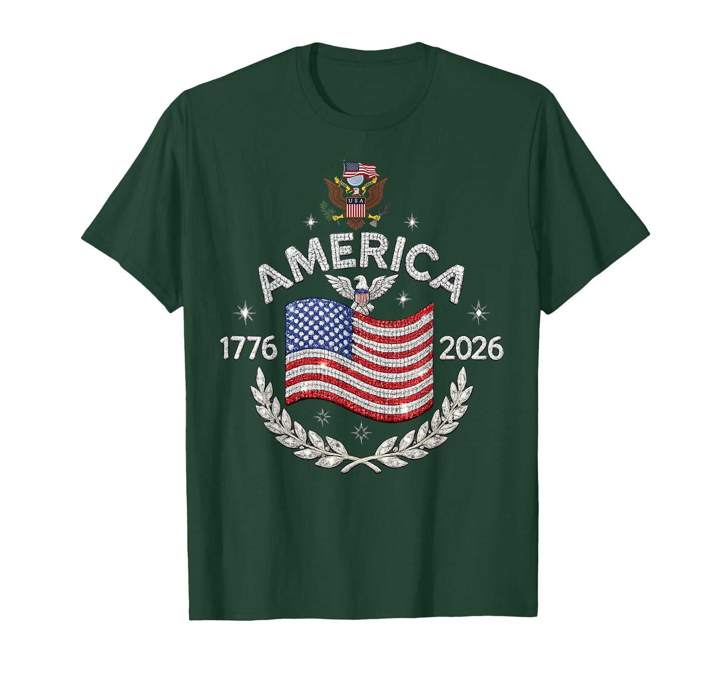 America 1776 2026 Patriotic Eagle USA Flag Vintage T-Shirt