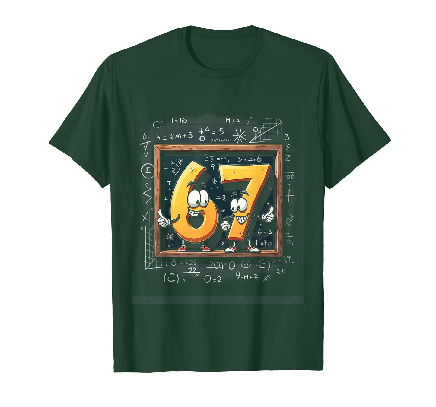 Six Seven Math Meme 67 Chalkboard Cartoon Classroom Humor T-Shirt