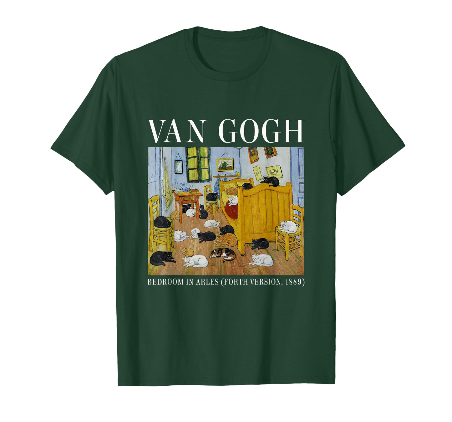 Bedroom Van Gogh Cats Funny Cat Art Paintings T-Shirt
