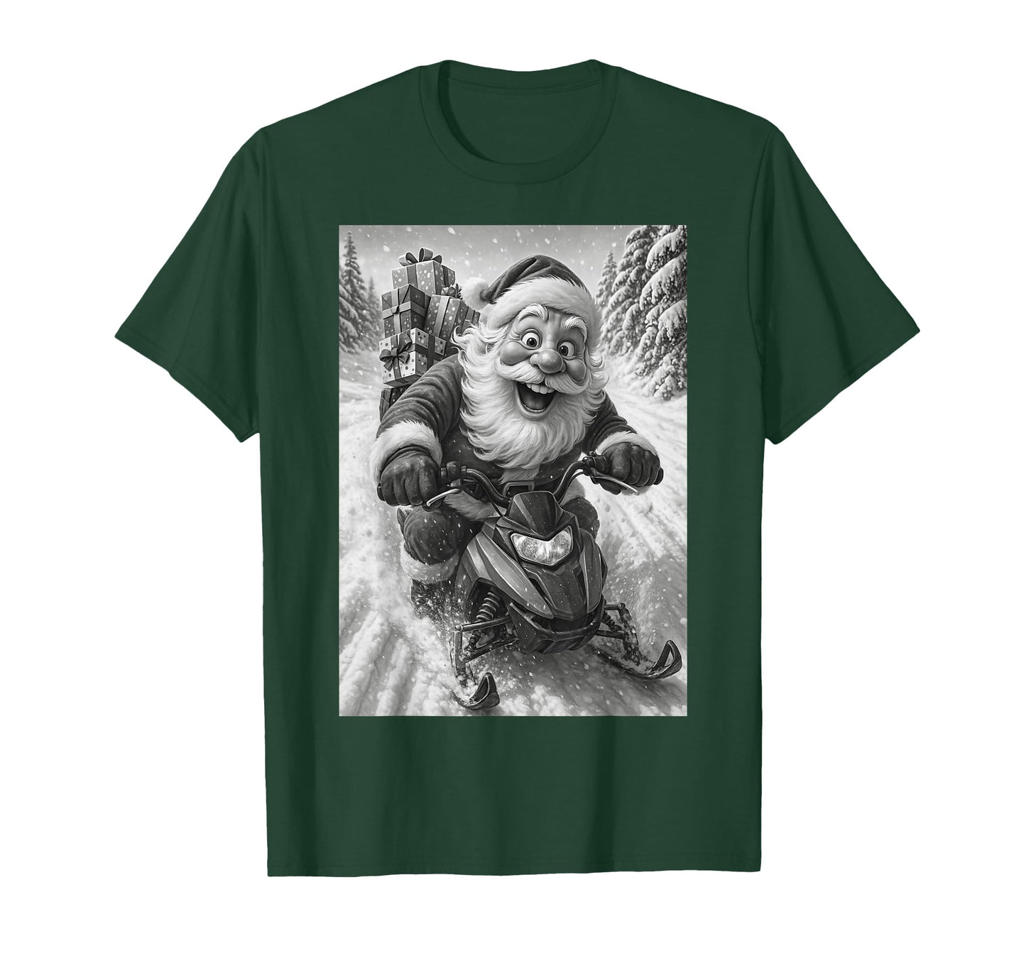 Funny Santa Snowmobile Merry Christmas T-Shirt