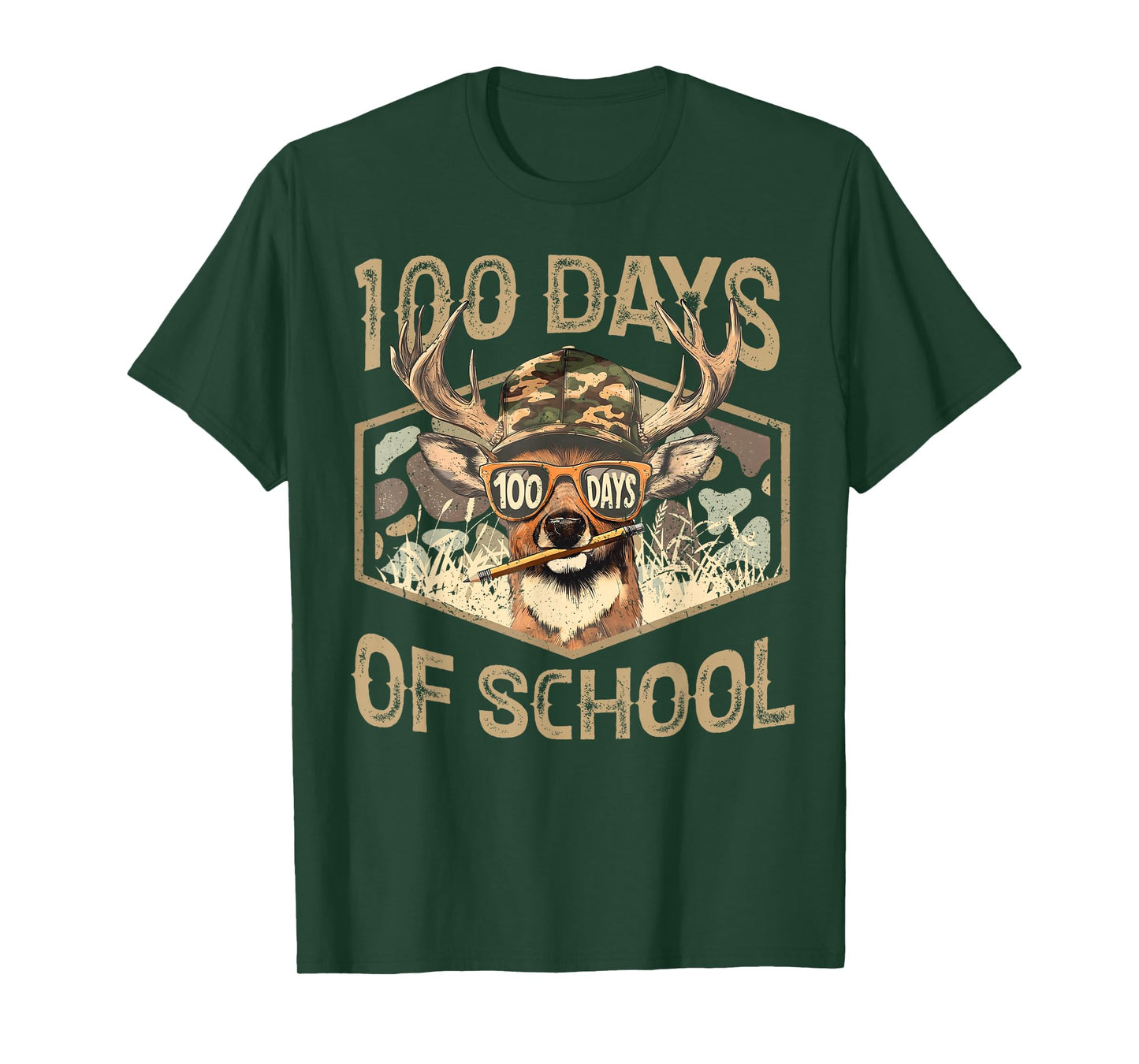 100 Days of School Deer Hunting Boy Girls 100th Day Bucked T-Shirt