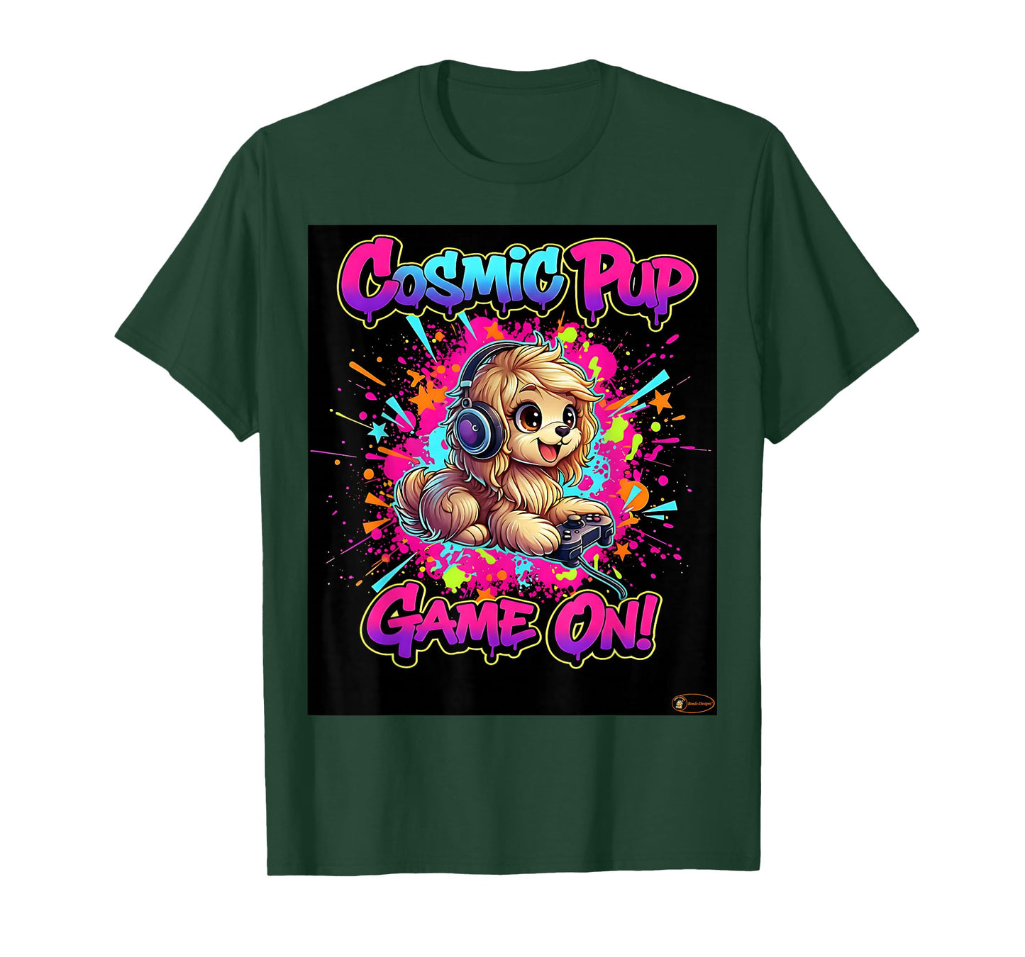 Cosmic Pup Game On - Cute Dog Gamer Design T-Shirt