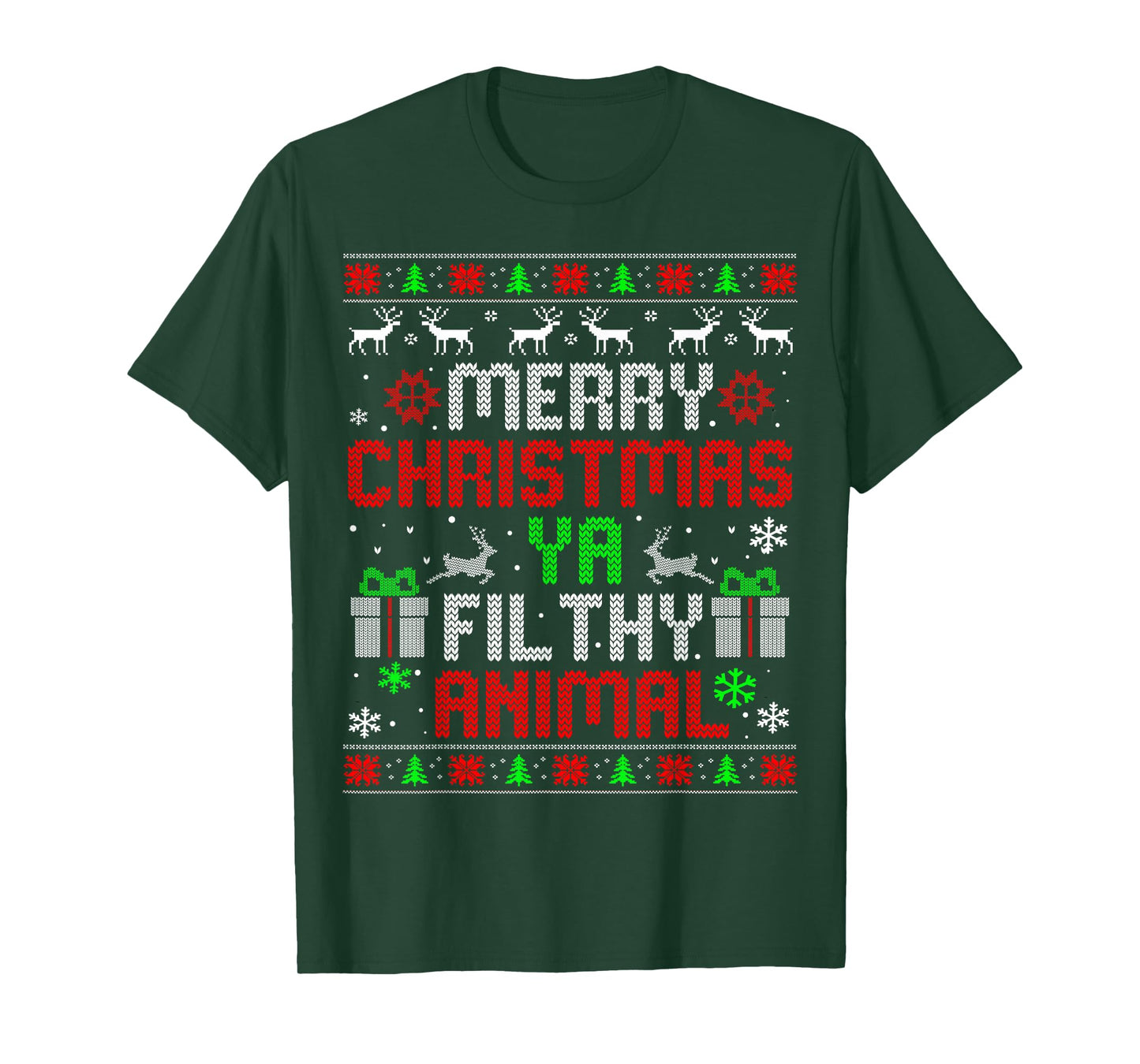 Merry Christmas Animal Filthy Xmas Ugly Ya Family Pajama T-Shirt