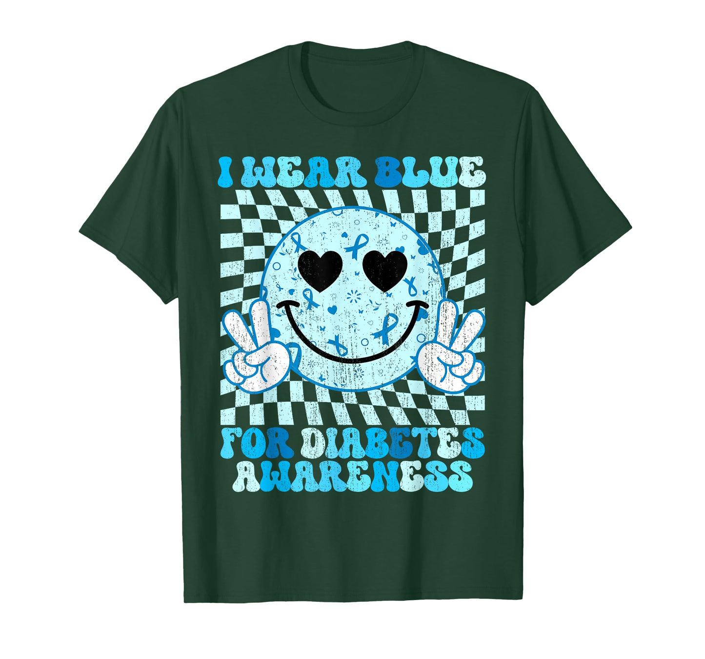 I Wear Blue for Diabetes Awareness Month Smile Face Diabetic T-Shirt