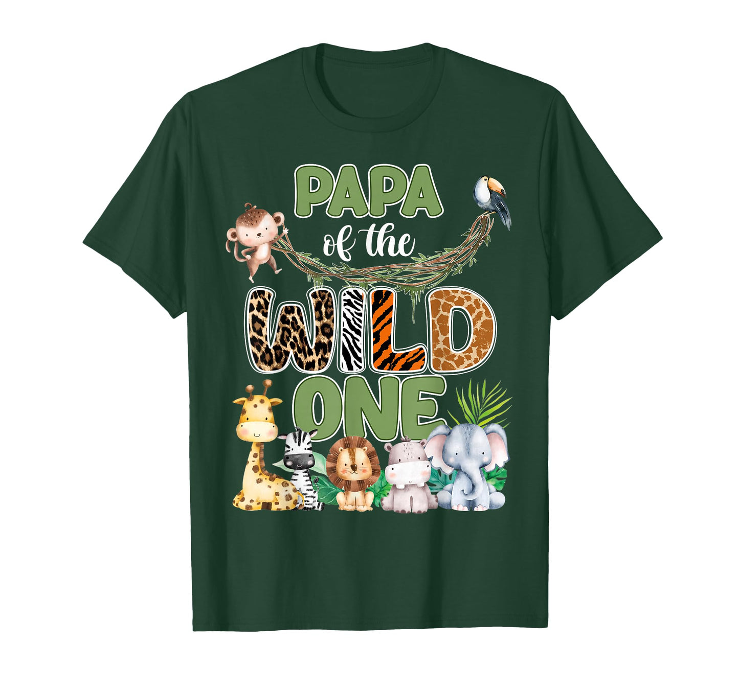 Papa of The Wild One 1St Birthday Family Safari Jungle T-Shirt