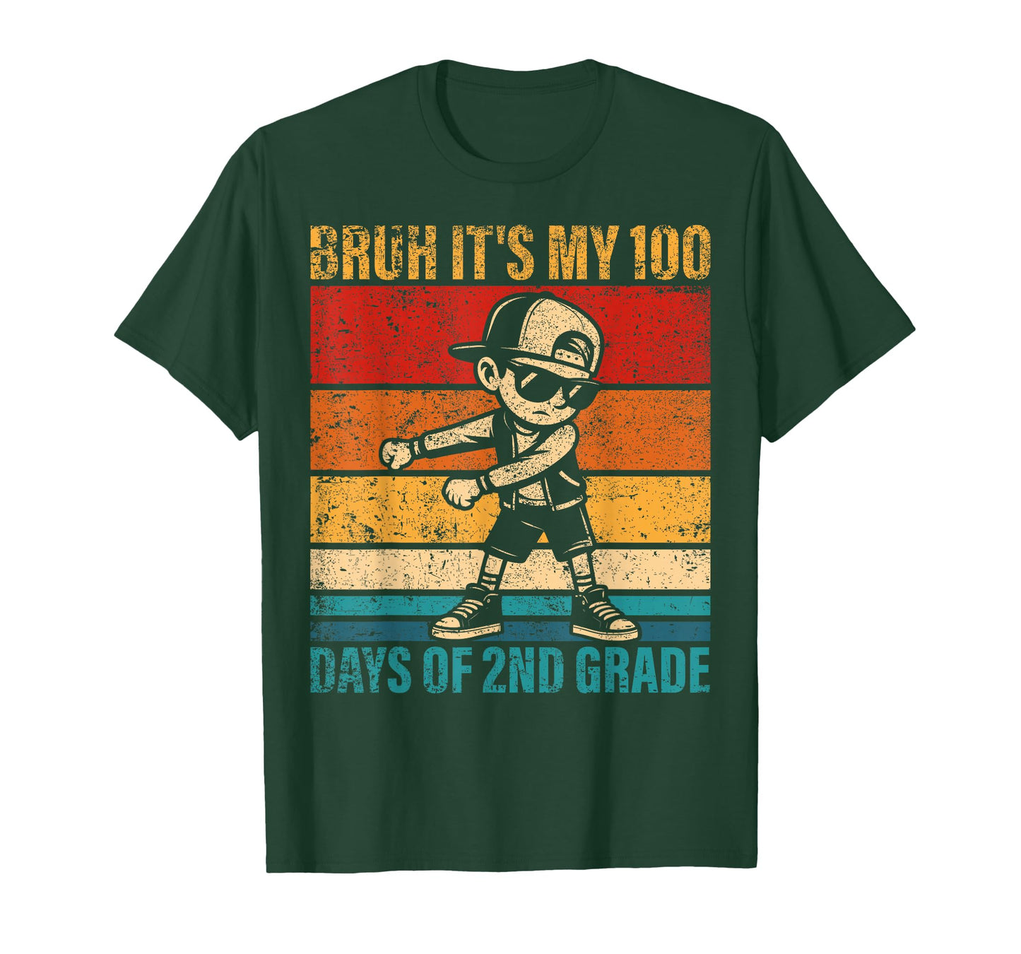Bruh It's My 100 Days of 2nd Grade Flossing Boy Student T-Shirt