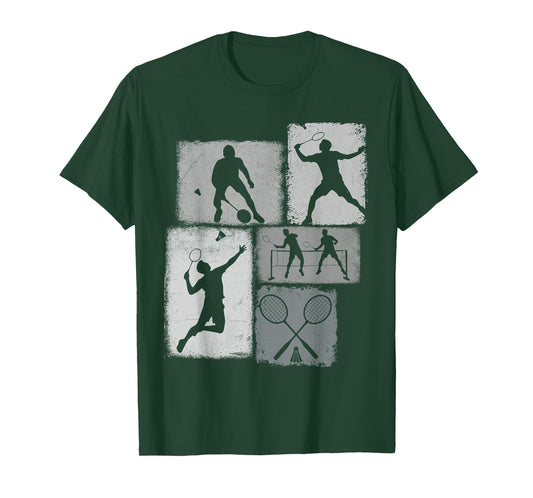 Badminton Player Collage Men Kids Coach Youth Boys T-Shirt