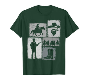 Cowboy Vintage Collage Western Rancher Horseman Rodeo Rider T-Shirt