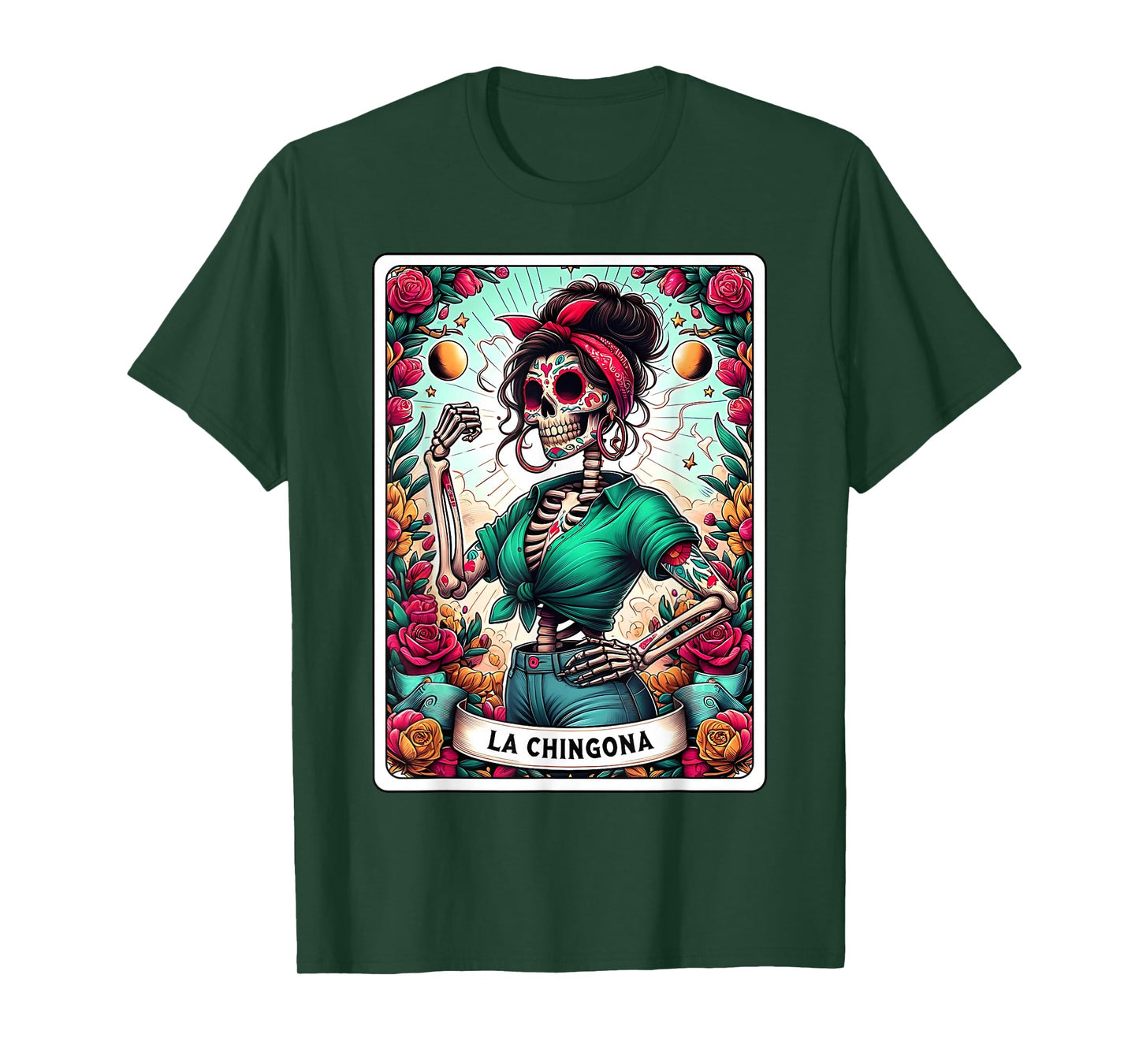 La Chingona Tarot Card Day of The Dead Dia de Los Muertos T-Shirt