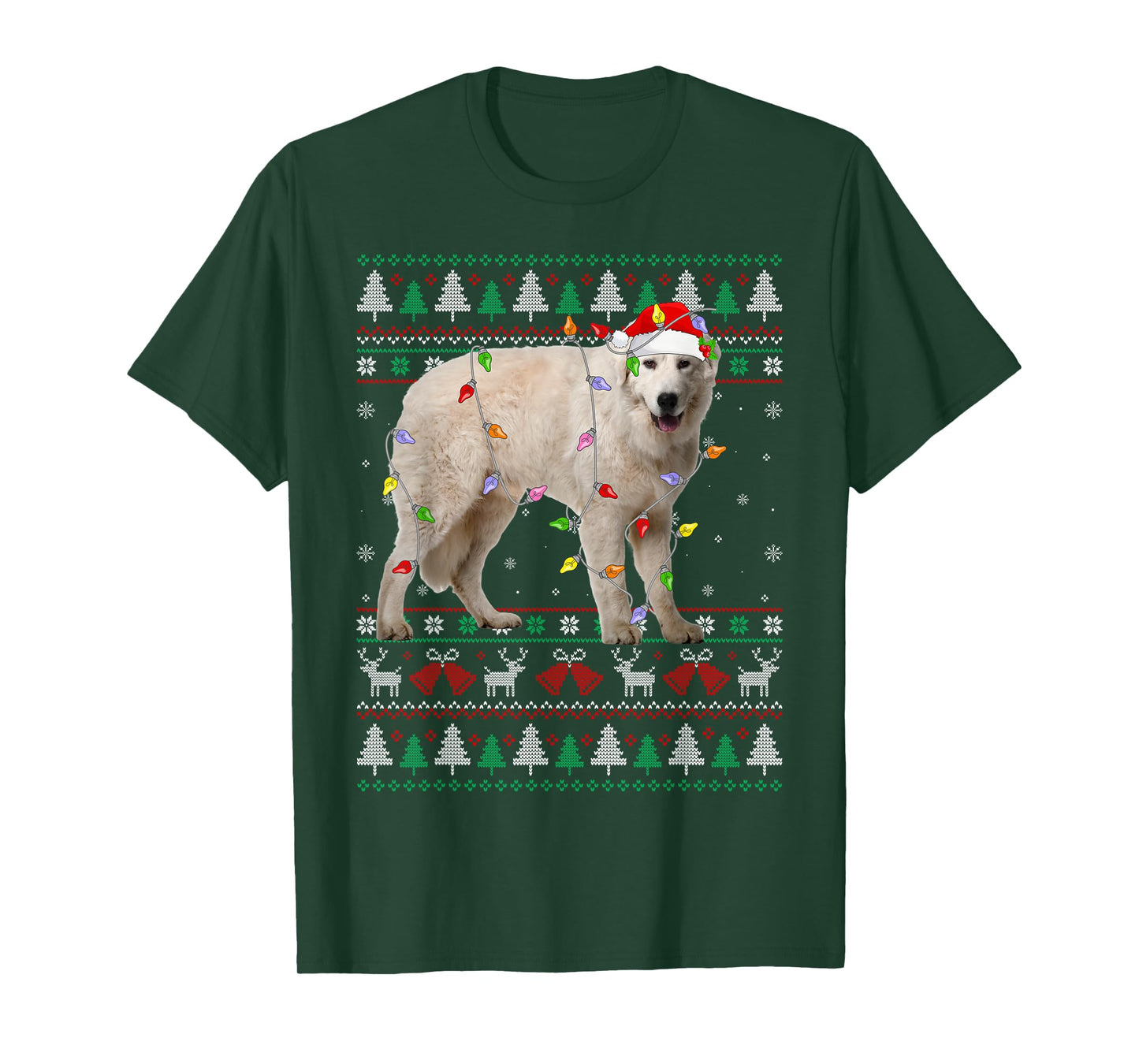 Maremma Sheepdog Christmas Ugly Sweater Dog Lights Xmas T-Shirt