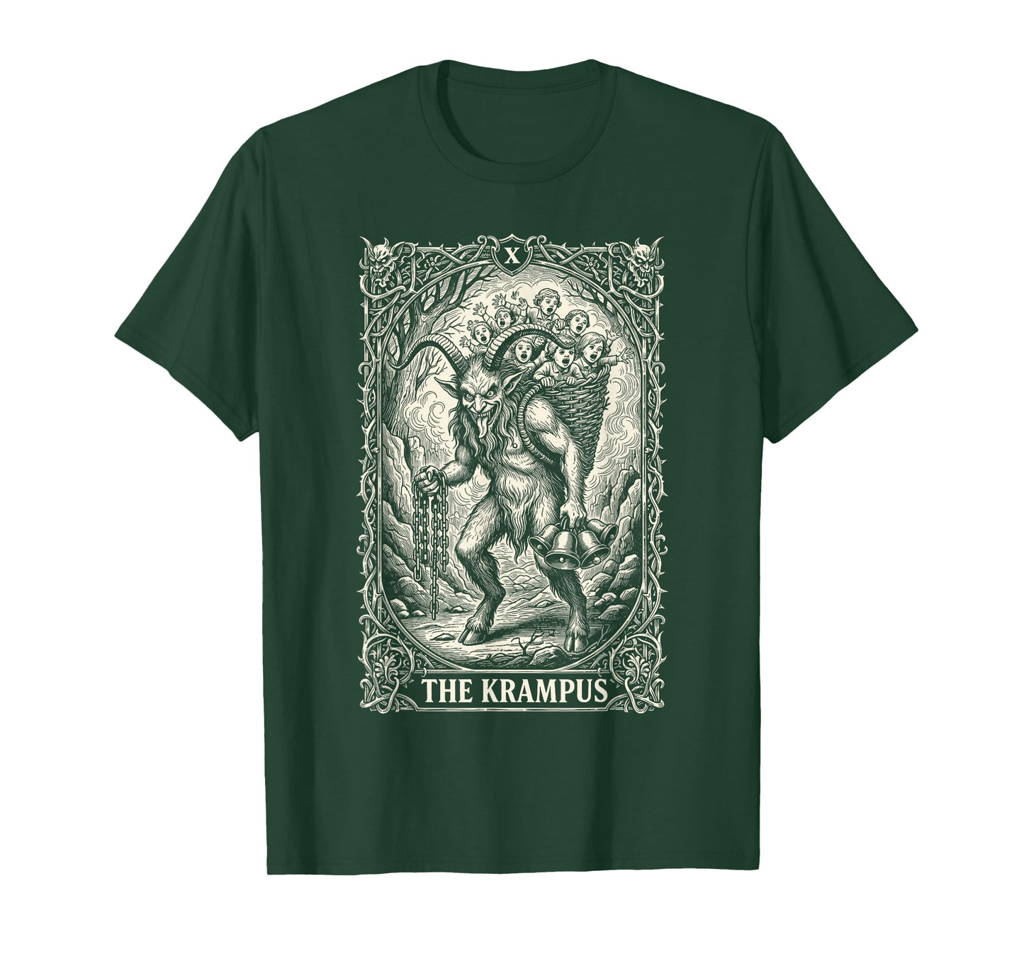 The Krampus Tarot Card Goth Witchy Black Pajamas Christmas T-Shirt