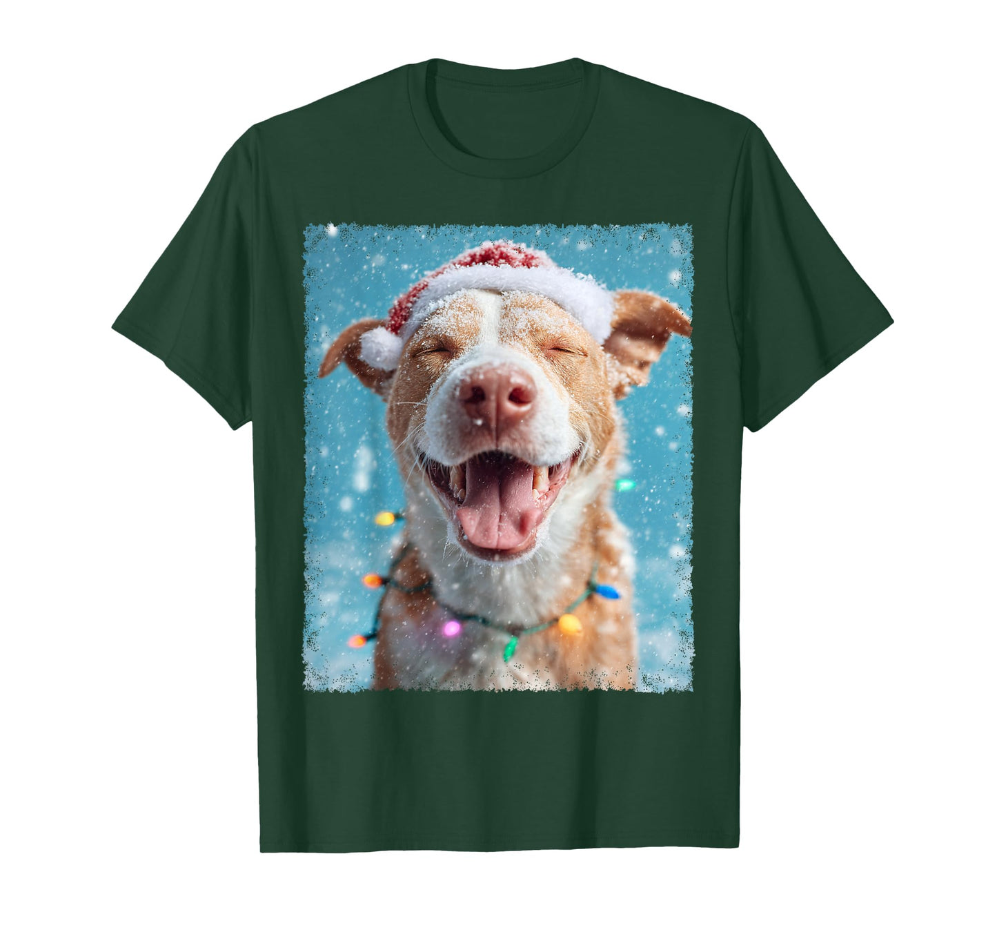Xmas Pitbull Dog Christmas Light T-Shirt