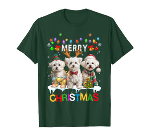 Cute Three Maltese Christmas Women Men Dog Love T-Shirt