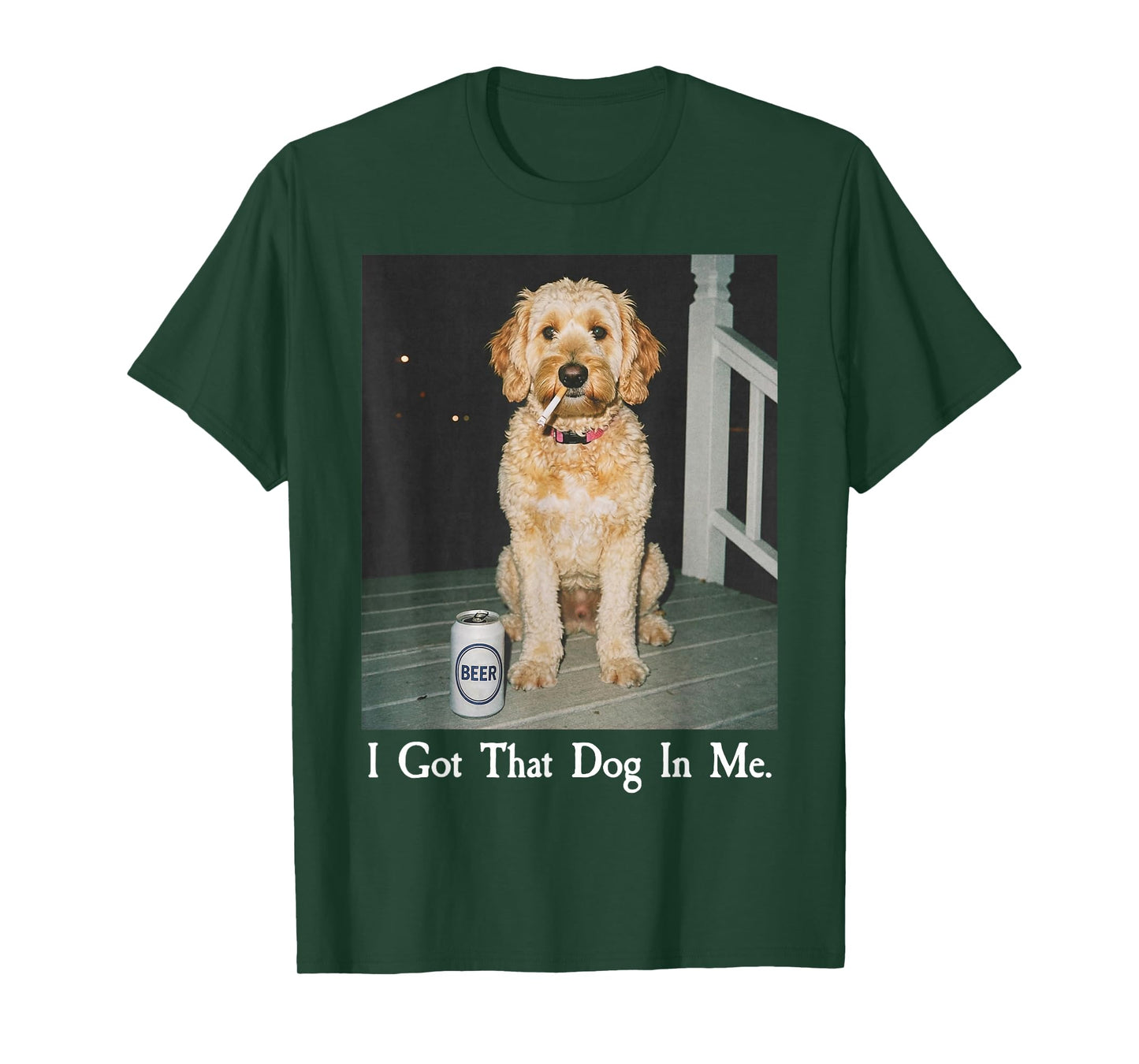 I Got That Dog in Me Funny Golden Doodle Smoking Beer Meme T-Shirt