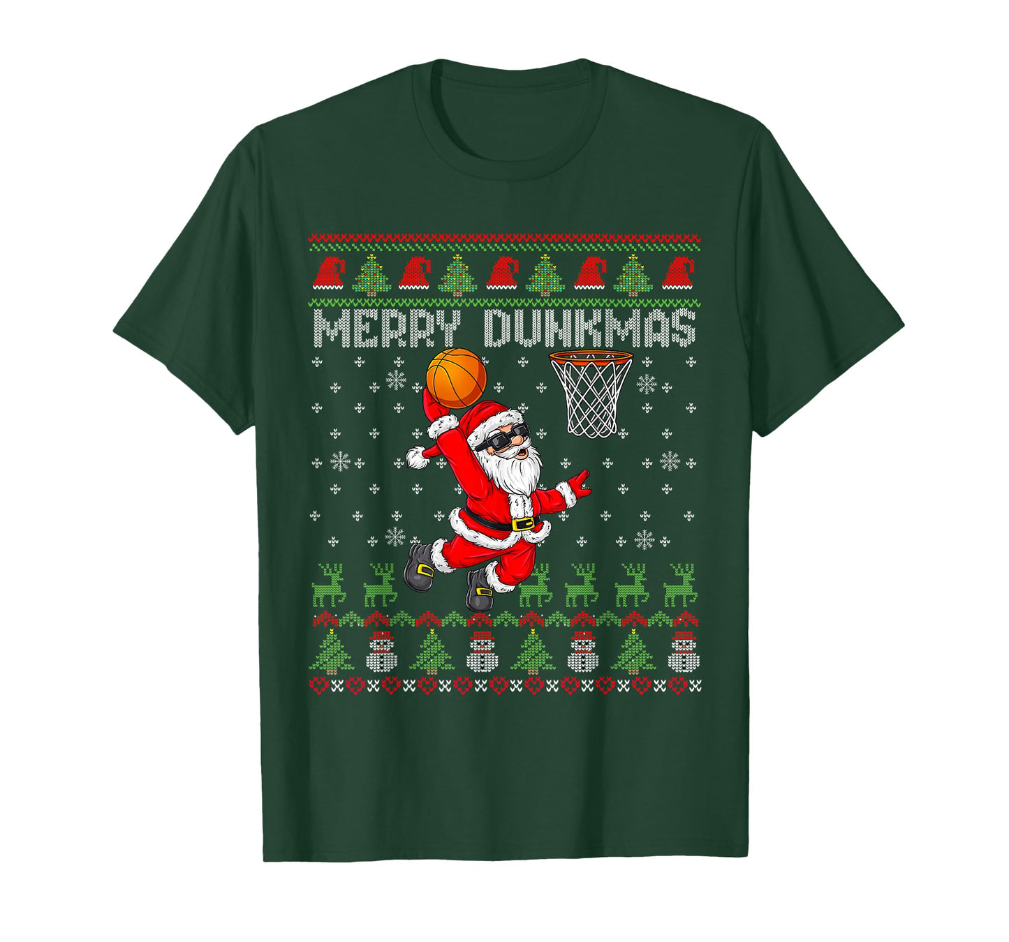 Merry Dunkmas Santa Claus Basketball Ugly Christmas Sport T-Shirt
