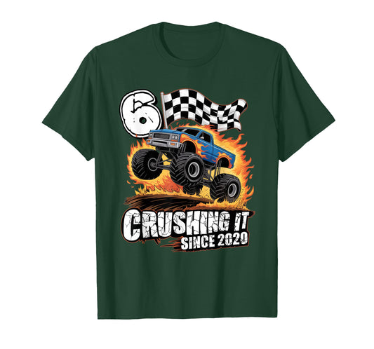Birthday Monster Truck 6 Year Old Boys 6th Party Born 2020 T-Shirt