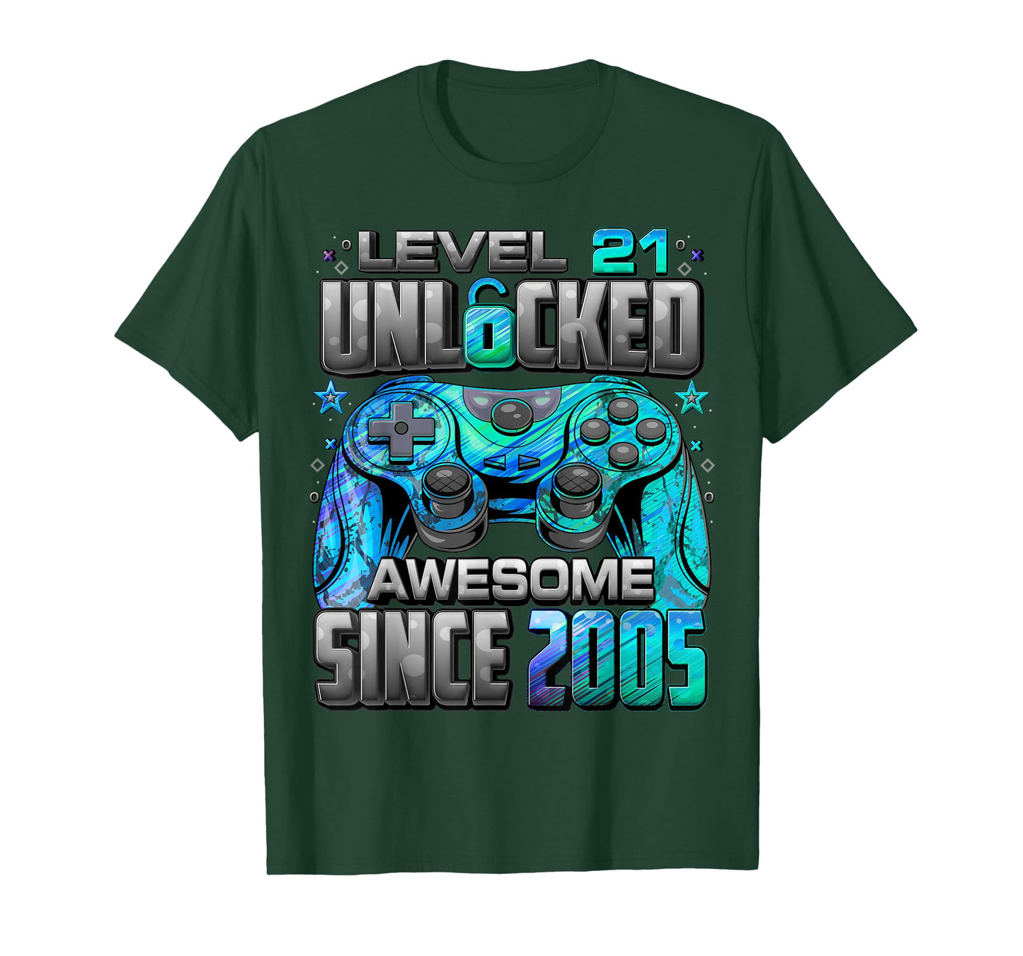 Level 21 Unlocked Awesome Since 2005 21st Birthday Gaming T-Shirt