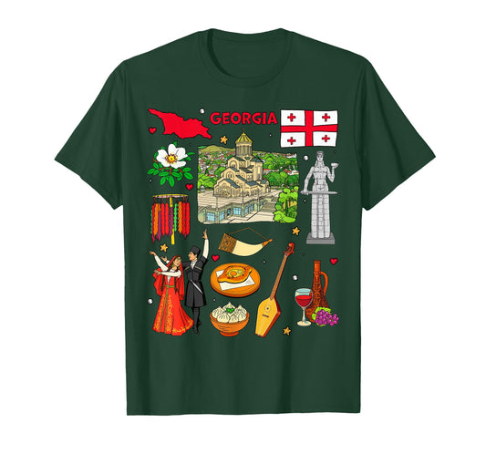 Colorful Georgia Map Art, Georgian Culture & Heritage T-Shirt