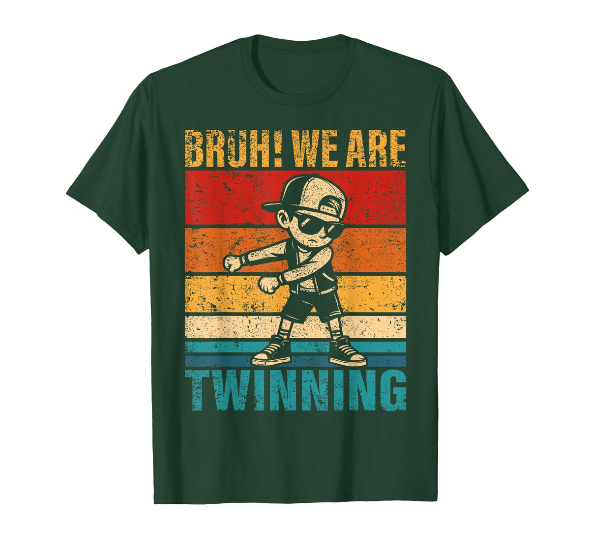 Retro Bruh We are Twinning Flossing Boy for Boys Kids Men T-Shirt