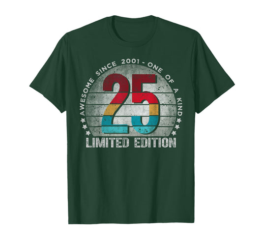 25 Year Old Gifts Vintage 2001 Limited Edition 25th Birthday T-Shirt