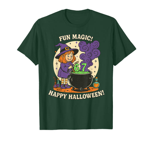 Funny 6 7 Halloween Costume Witch Cute Retro Fun Magic Meme T-Shirt