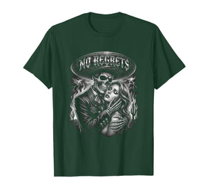 Chicano Skeleton No Regrets Sombrero Tattoo Style T-Shirt