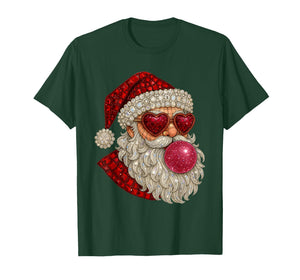 Glam Santa Bubblegum Heart Glasses Xmas T-Shirt