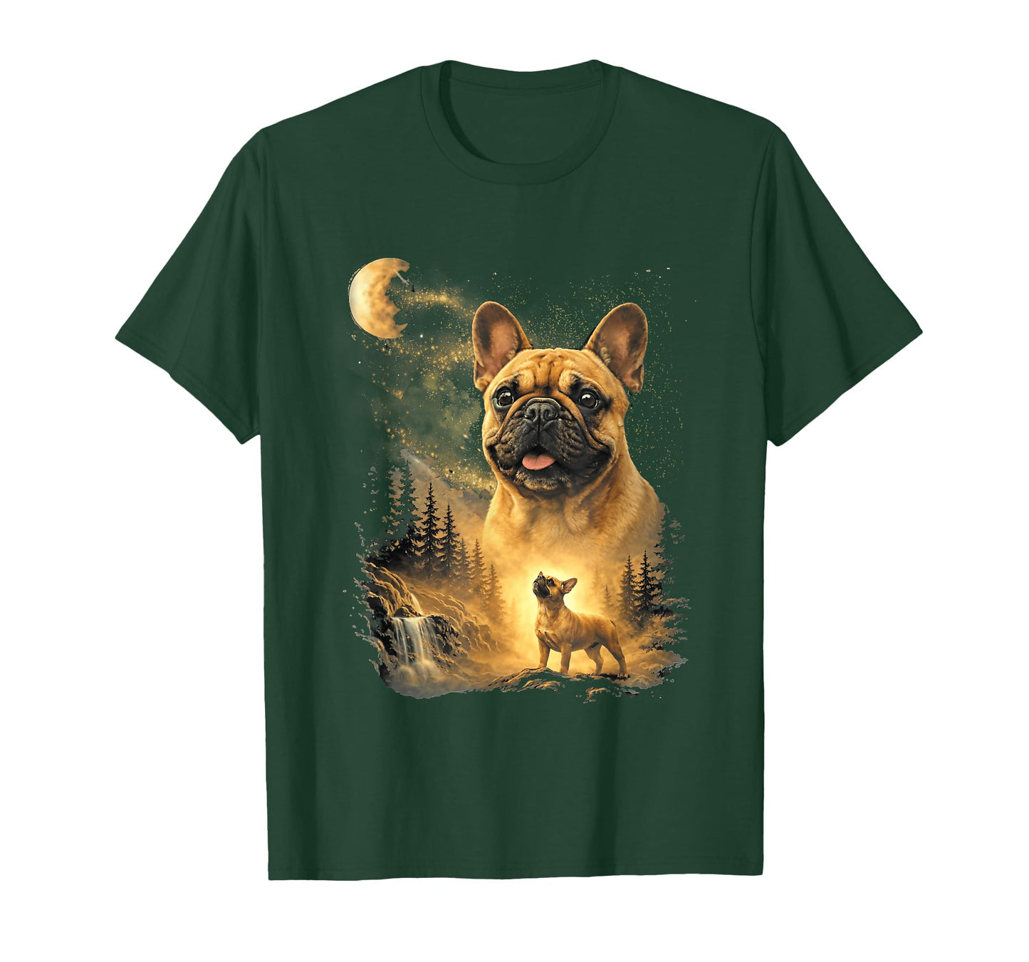 French Bulldog Howling to The Moon Vintage Dog Art T-Shirt
