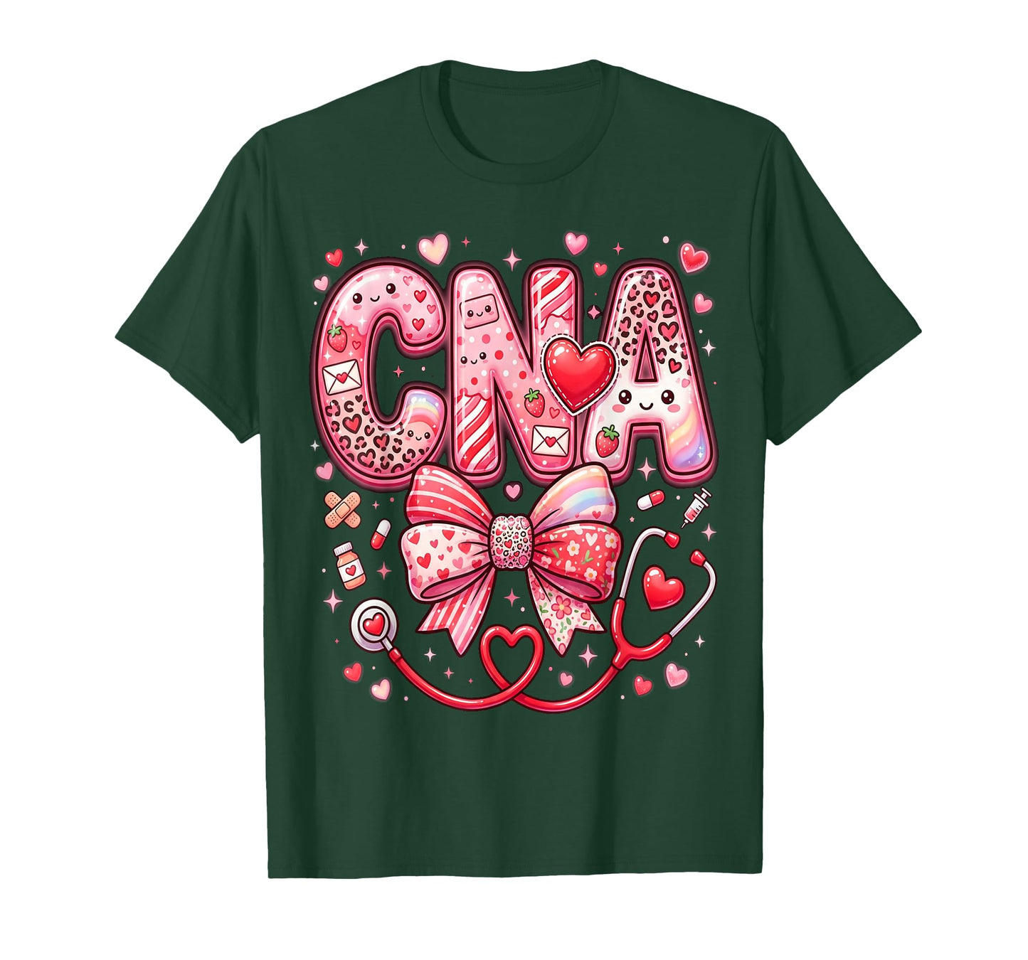 Hearts Certified Nursing Assistant Nurse CNA Valentines T-Shirt
