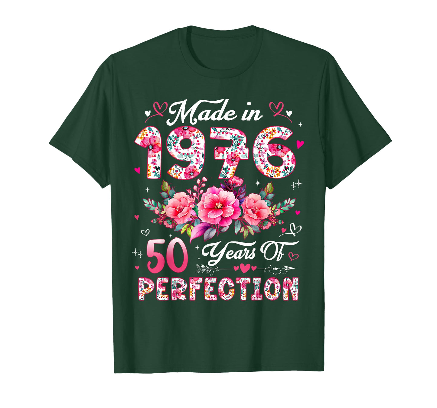 50 Year Old Made in 1976 Floral 50th Birthday Women T-Shirt