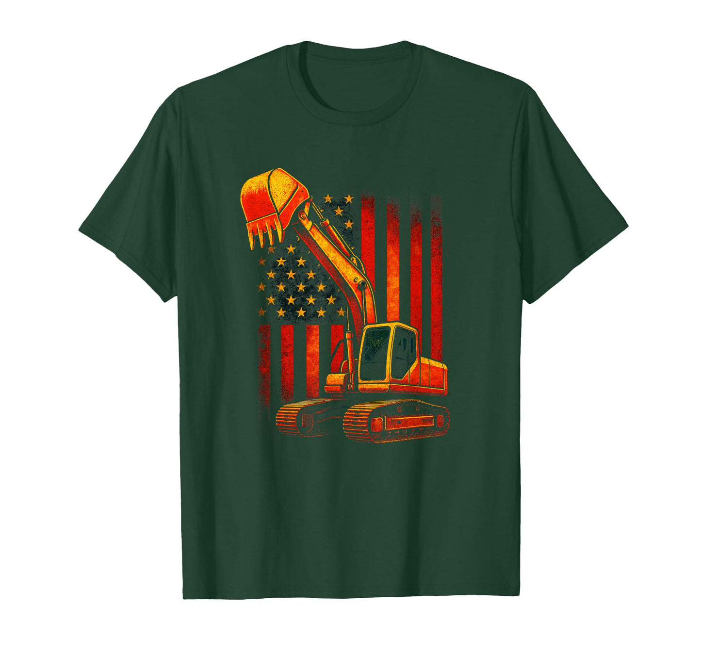 Excavator and Flag - Heavy Operator Funny Quote T-Shirt
