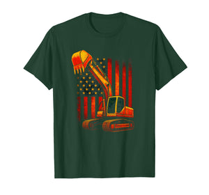 Excavator and Flag - Heavy Operator Funny Quote T-Shirt