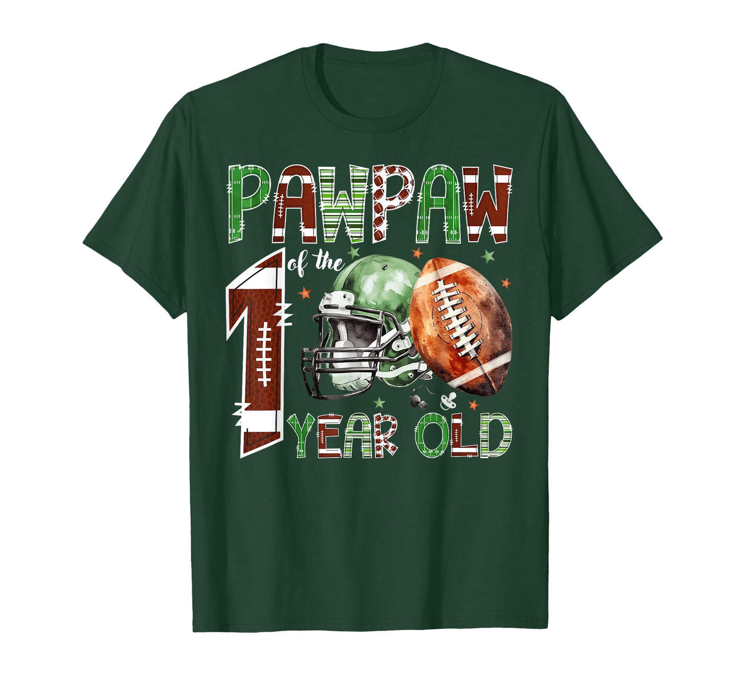 Pawpaw of The 1 Year Old Football Lover 1st Birthday Boy T-Shirt