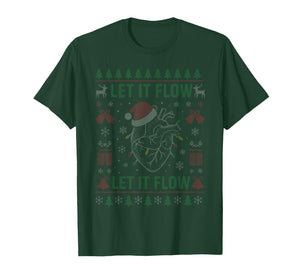 Let It Flow Anatomy Heart Cardiac Nurse Santa Ugly Christmas T-Shirt