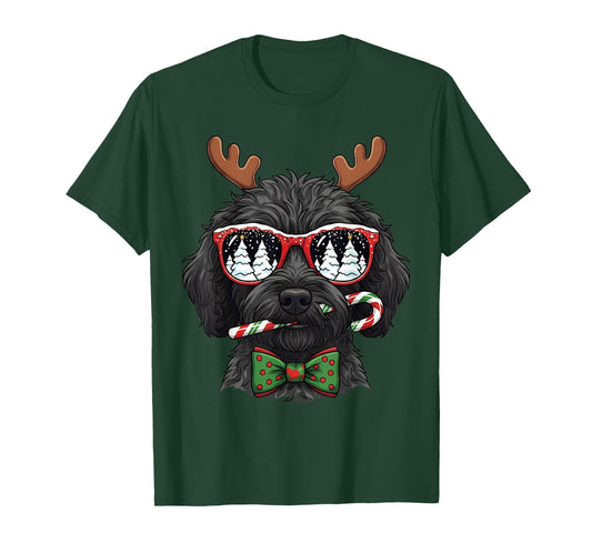 Black Doodle Christmas Reindeer Holiday Dog Lover Xmas T-Shirt