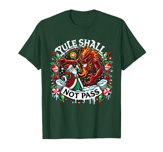 Retro Vintage Creepmas Yule Shall Not Pass Wizard Santa Xmas T-Shirt