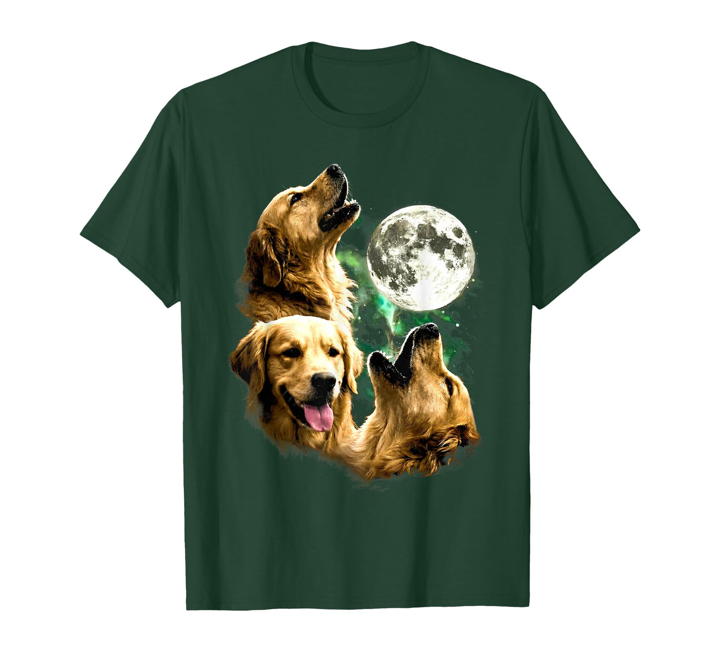 Vintage 90s Golden Retriever Howling at The Moon Retriever T-Shirt