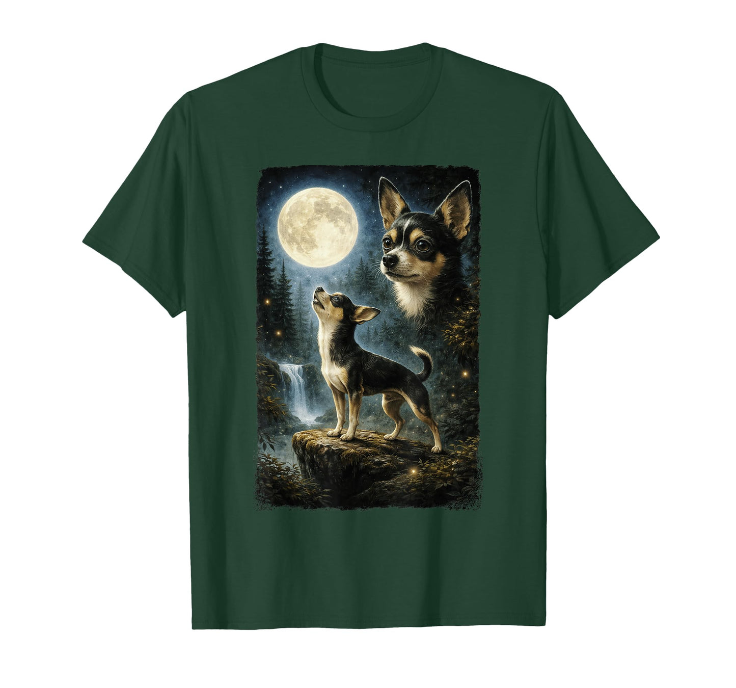 Funny Chihuahua Art Design Chihuahua Howling at The Moon T-Shirt