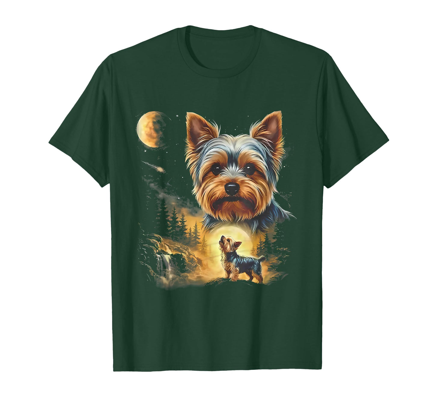Yorkie Howling to The Moon Vintage T-Shirt