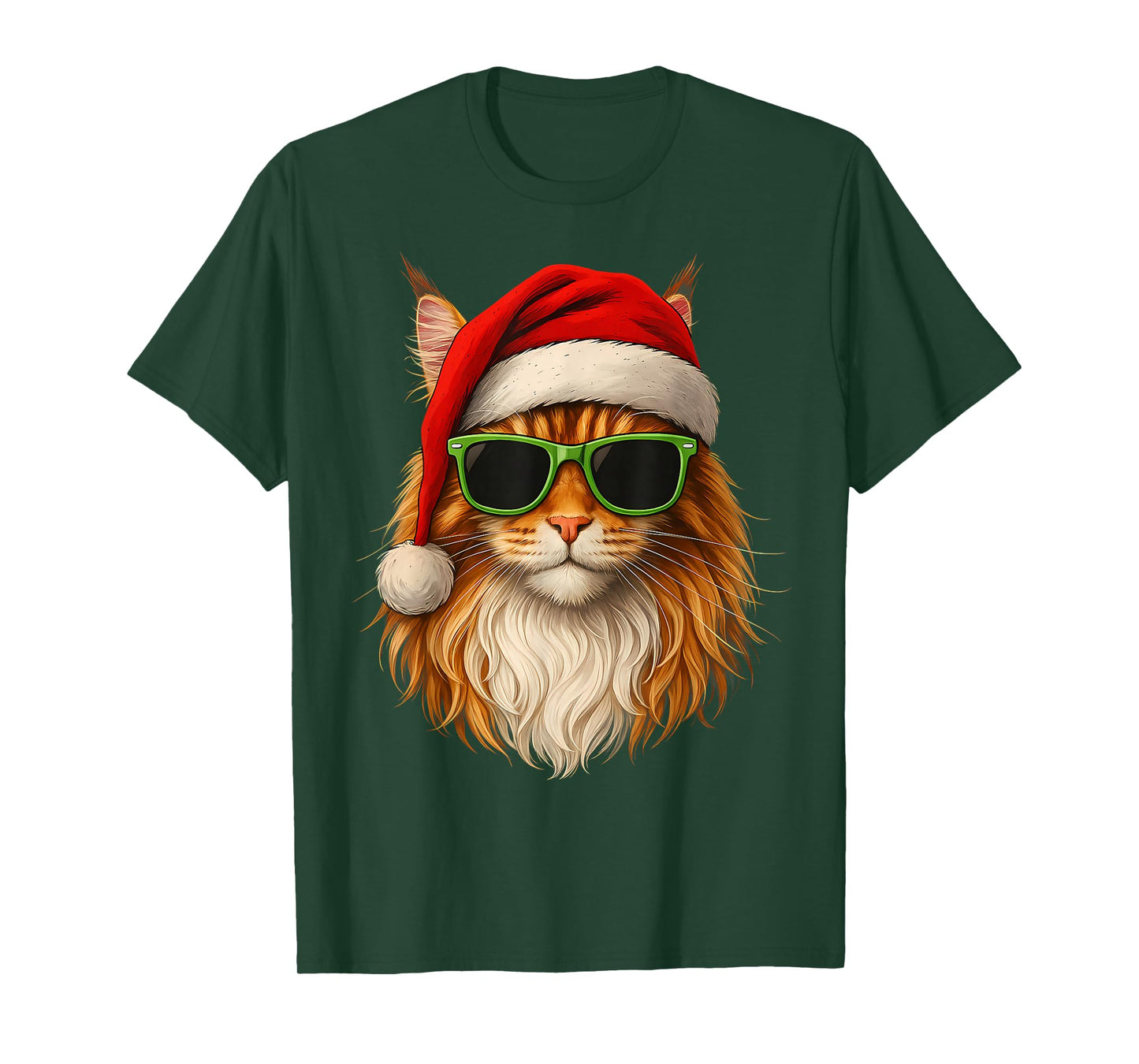 Meowy Catmas Santa Hat Maine Coon Cat Christmas Pajamas T-Shirt