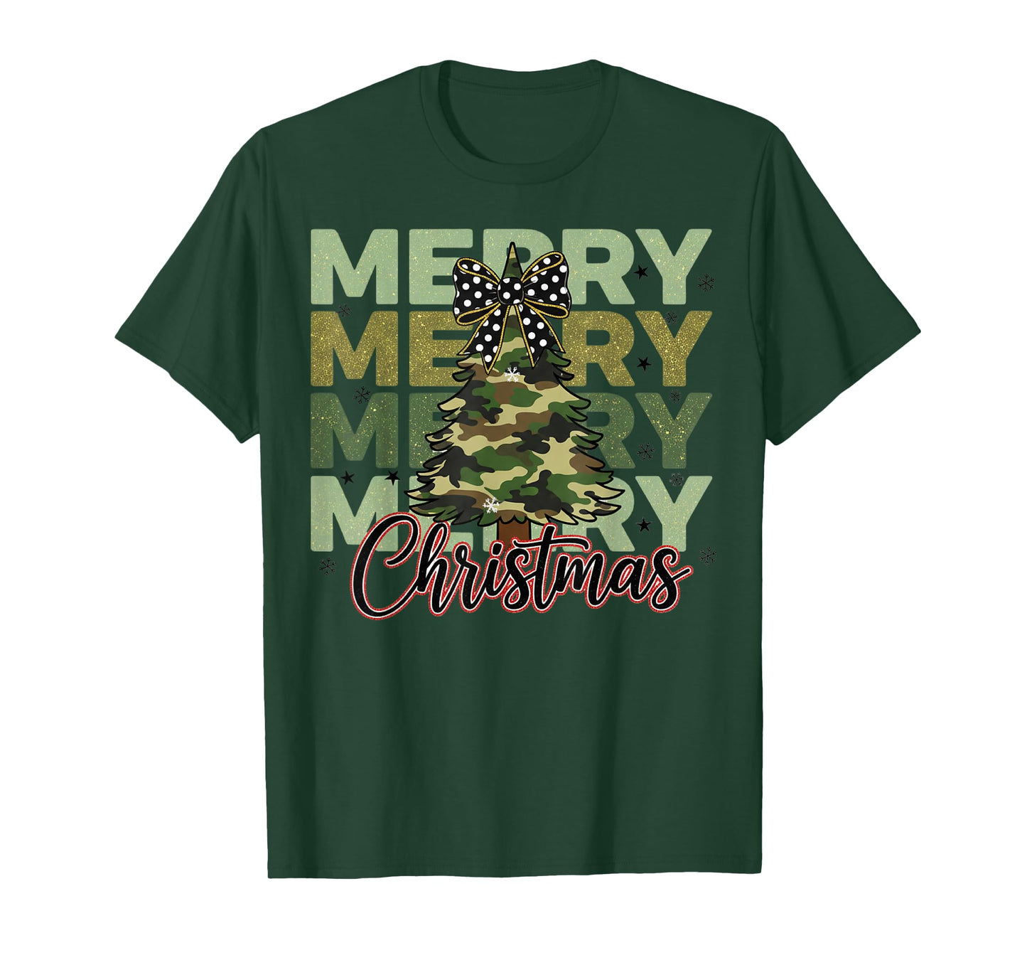 Camo Merry Christmas Camouflage Christmas Tree Coquette Bow T-Shirt