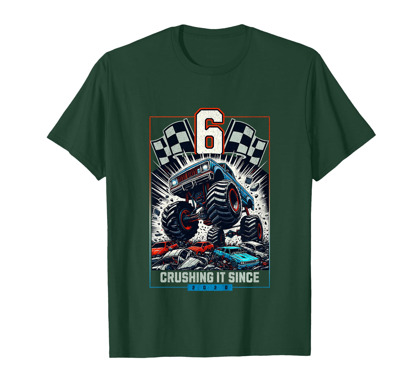 Kids 6th Birthday Truck Turning 6 Years Old Boy Born in 2020 T-Shirt