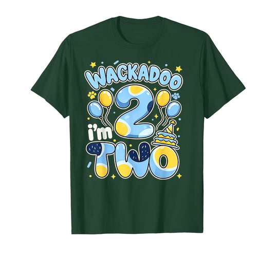 Wackadoo I'm Two 2nd Birthday Boy Toddler 2 Year Dog Lover T-Shirt