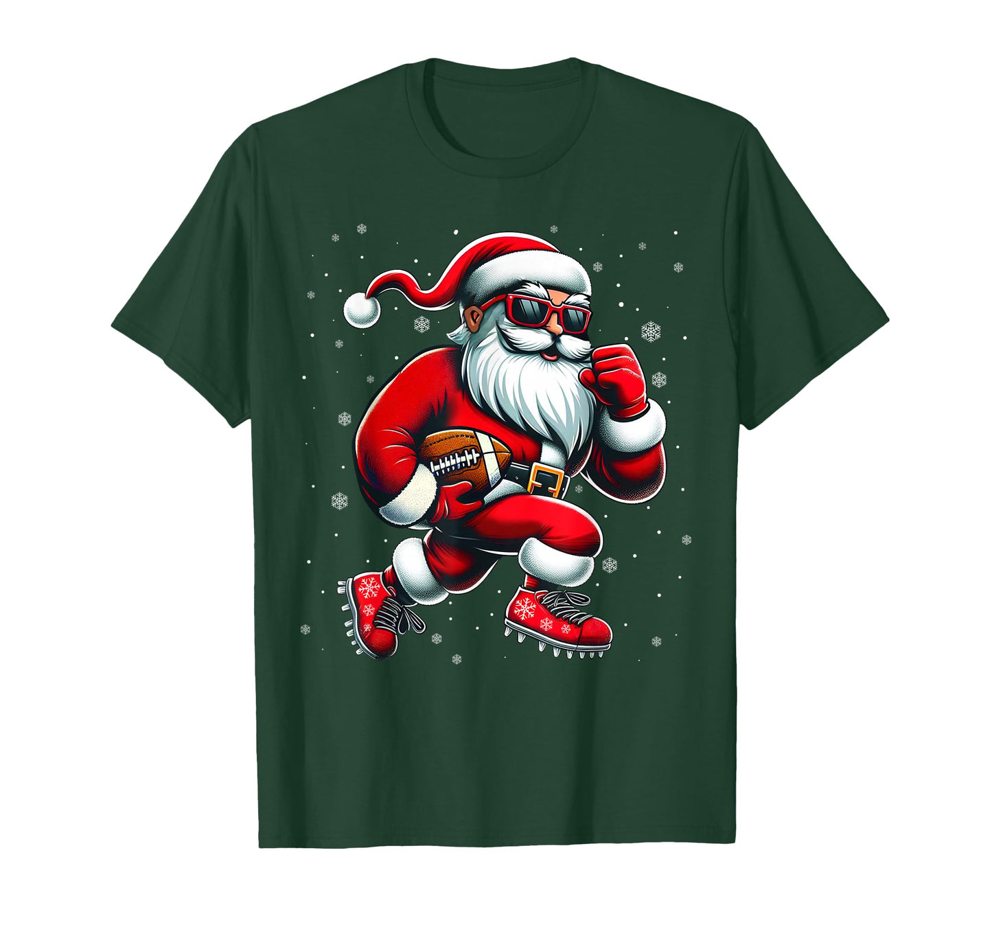 Santa Playing Football Men Boys Christmas Football Players T-Shirt