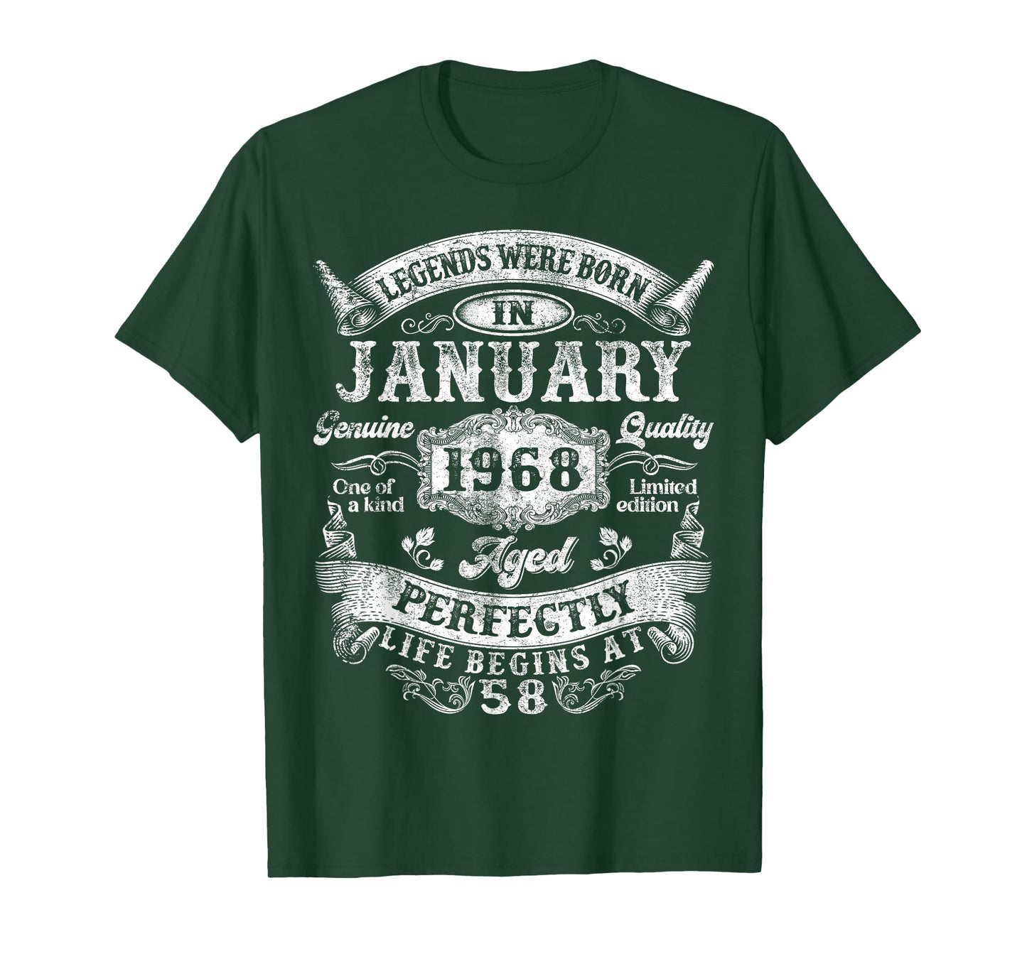 Legends were Born in January 1968 Vintage 58th Birthday Men T-Shirt